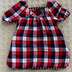 Girl’s Zara Kids Red, White, and Blue Plaid Dress - 2-3T